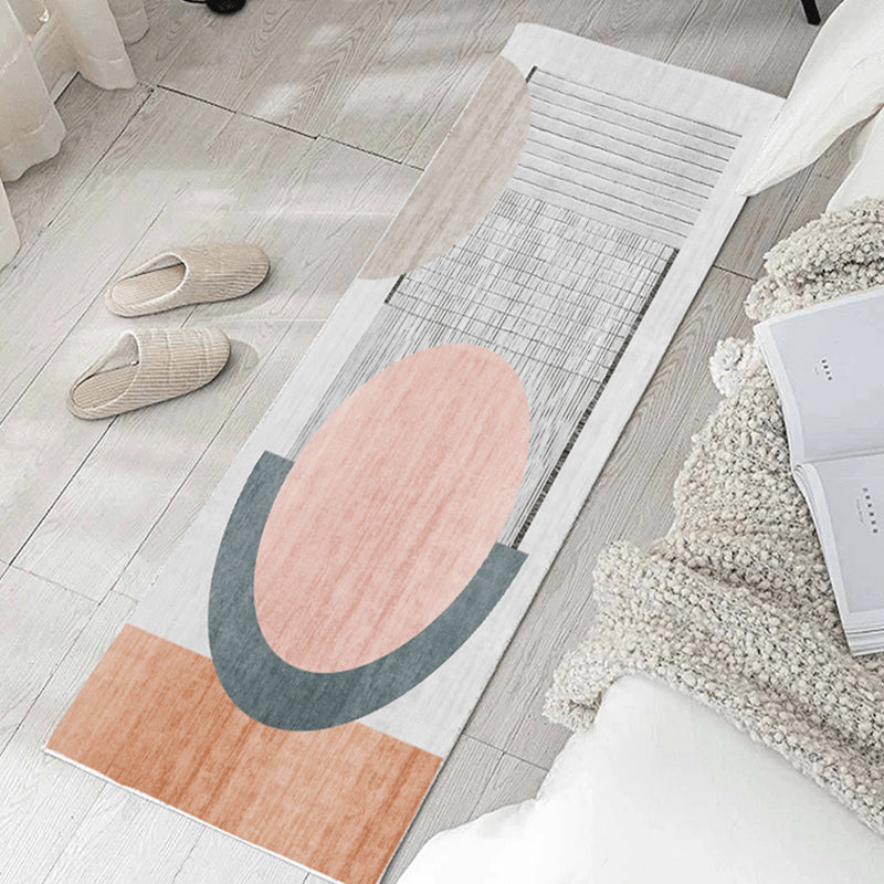 Fancy Bedroom Rug Multi Colored Geometric Print Area Carpet Polypropylene Non-Slip Backing Easy Care Area Rug