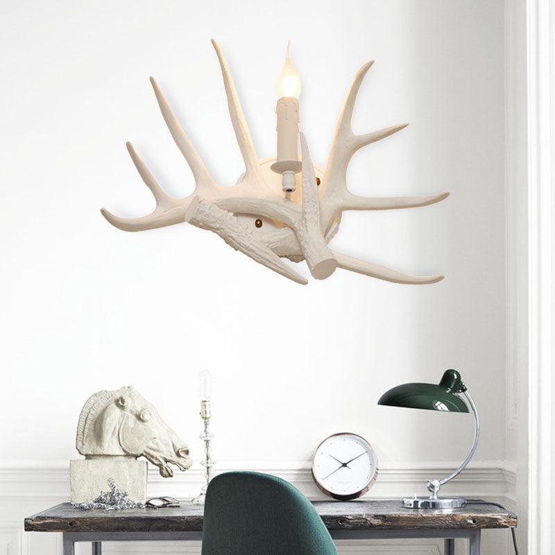 Resin White Sconce Light Fixture Open Bulb 1-Light Classic Wall Mounted Lighting