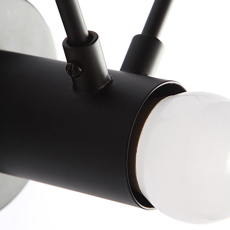 1 Light Metal Wall Lamp Classic Black Exposed Bulb Indoor Sconce Light Fixture with Elk Design