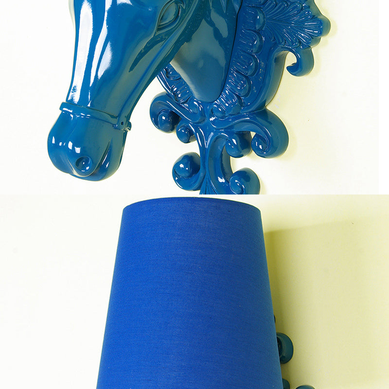 Résine Blue Sconce Lightture Horse Horse Horse Classic Classic Classic Murd Murd Lighting with Fabric Shade