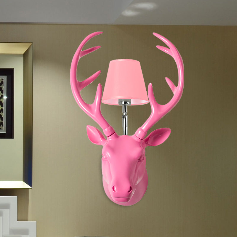 Elk Restaurant Wall Lamp Traditional Resin 1 Light Black/Pink/Blue Sconce Light Fixture with Glass Shade