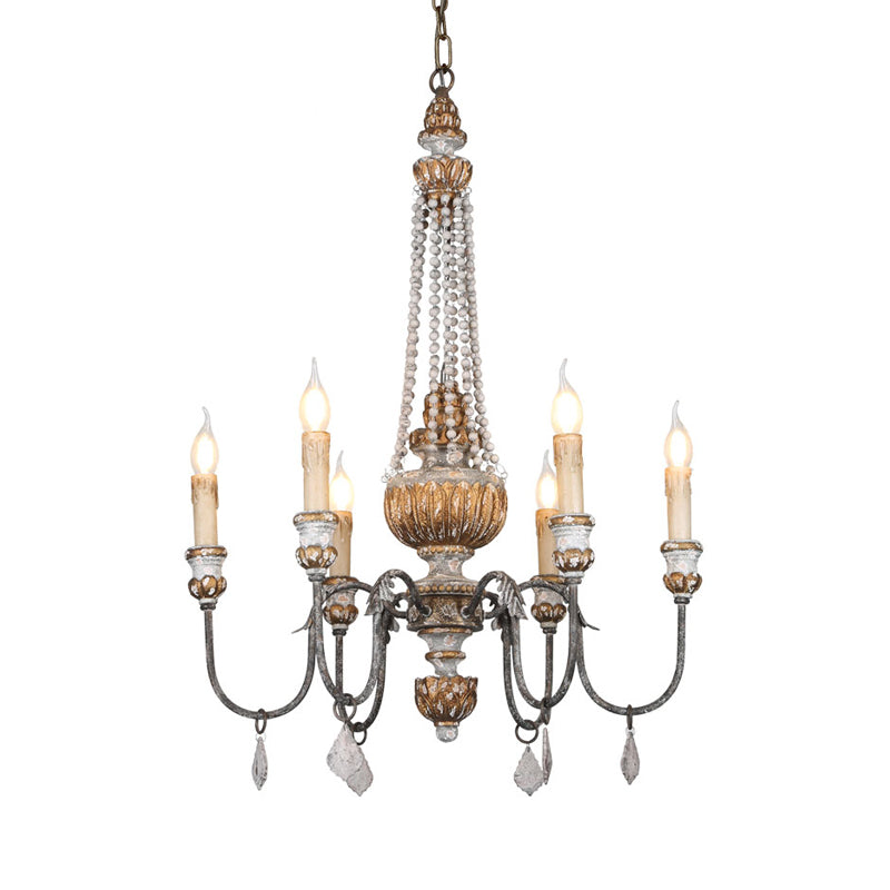 Rust Sputnik Chandelier Lamp Retro 6 Heads Metal Ceiling Pendant Light with Flat Drop for Living Room
