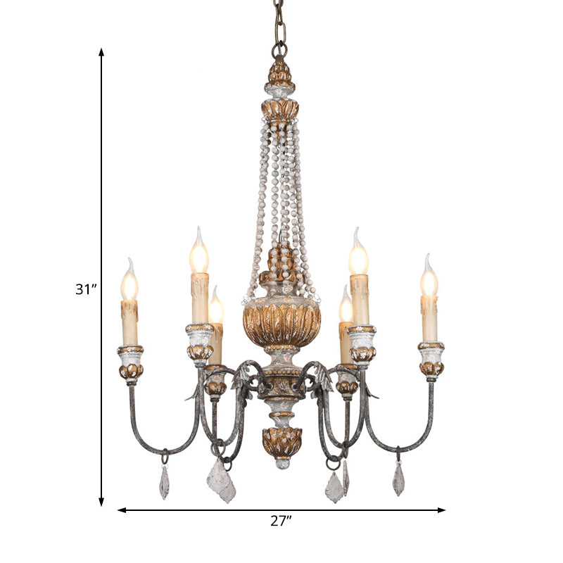 Rust Sputnik Chandelier Lamp Retro 6 Heads Metal Ceiling Pendant Light with Flat Drop for Living Room