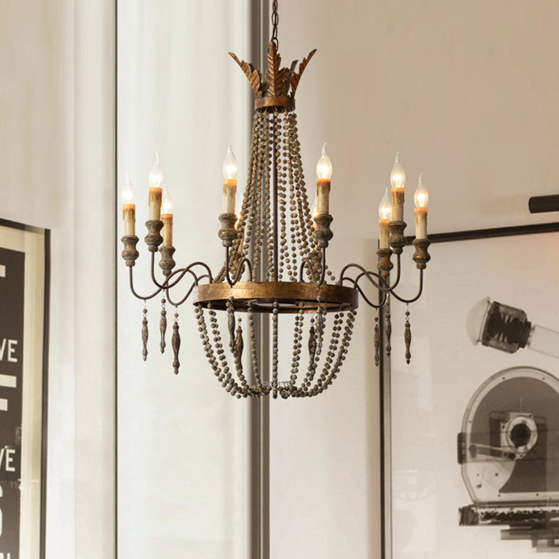 Rust Spur Empire Chandelier Traditional Metal 8/10 Bulbs Pendant Light Fixture for Living Room