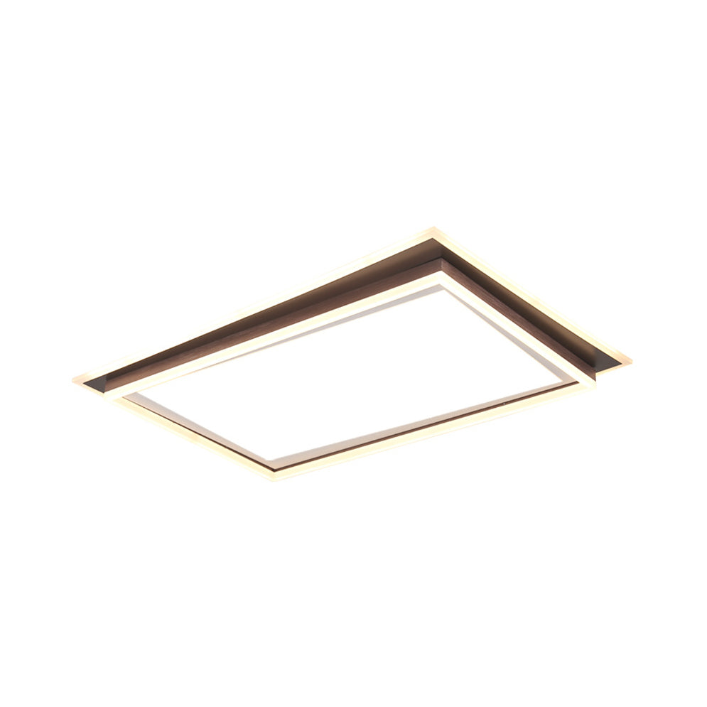 Square/Rectangular Flush Mount Lamp Modern Metal Led White Flush Mount Ceiling Fixture with Recessed Diffuser in White/Warm Light, 16"/19.5"/35.5" Wide