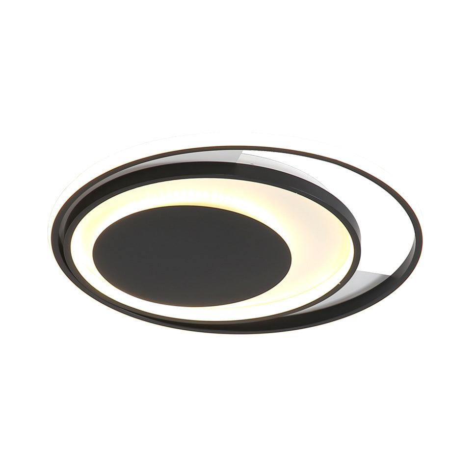 Negra Semi Flush Lighting LED modernista 16 "/19.5" De ancho de ancho de metal Semi Flush Lámpara de montaje en luz blanca/cálida