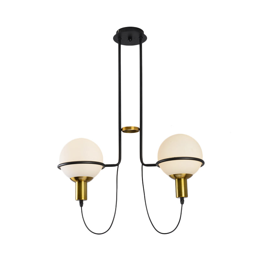 Lámpara de lámpara radial de metal contemporánea 2/4 luces doradas luz colgante colgante con sombra redonda de vidrio transparente