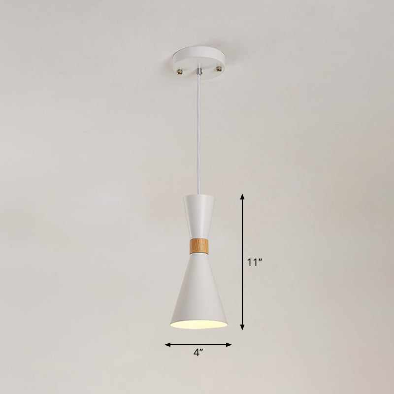 Hourglass Pendant Light Fixture Nordic Metallic 1-Light Bedside Hanging Ceiling Light