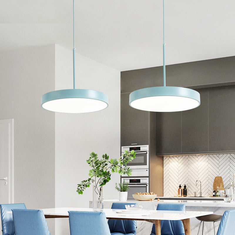 LED minimaliste LED suspendu pendant Light Circular plafond avec une teinte acrylique pour la salle à manger