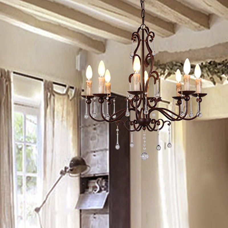 Modernism Sputnik Ceiling Chandelier Crystal 6/8 Heads Hanging Light Fixture in Black for Bedroom