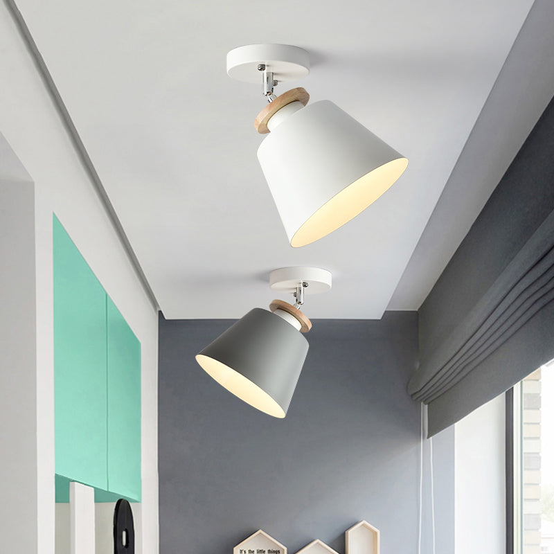 Upside-Down Trifle Ceiling Flush Light Macaron Metal 1-Light Corridor Adjustable Semi Flush Mount Lighting