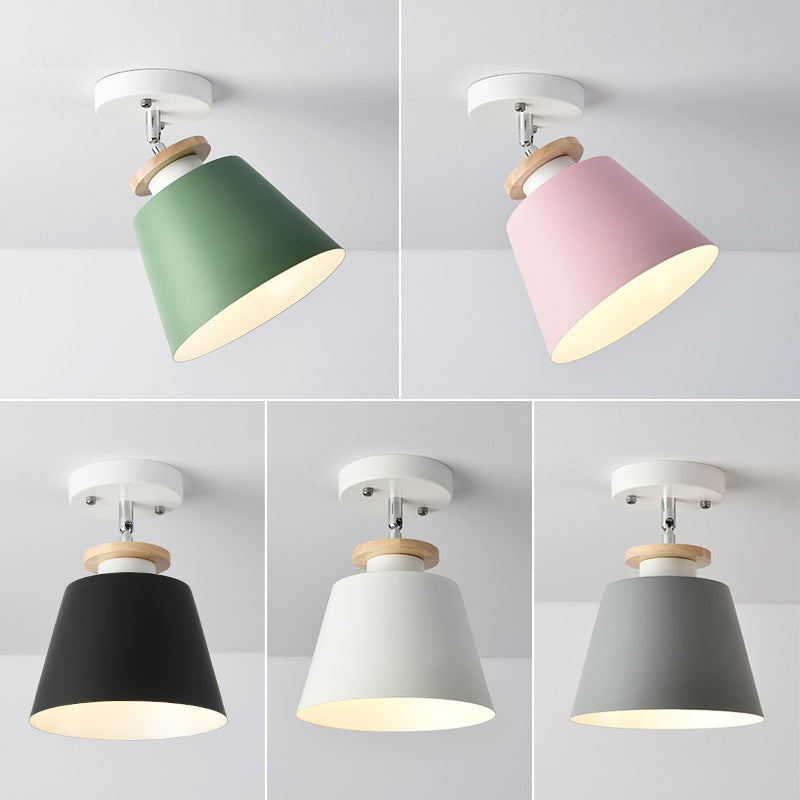 Upside-Down Trifle Ceiling Flush Light Macaron Metal 1-Light Corridor Adjustable Semi Flush Mount Lighting