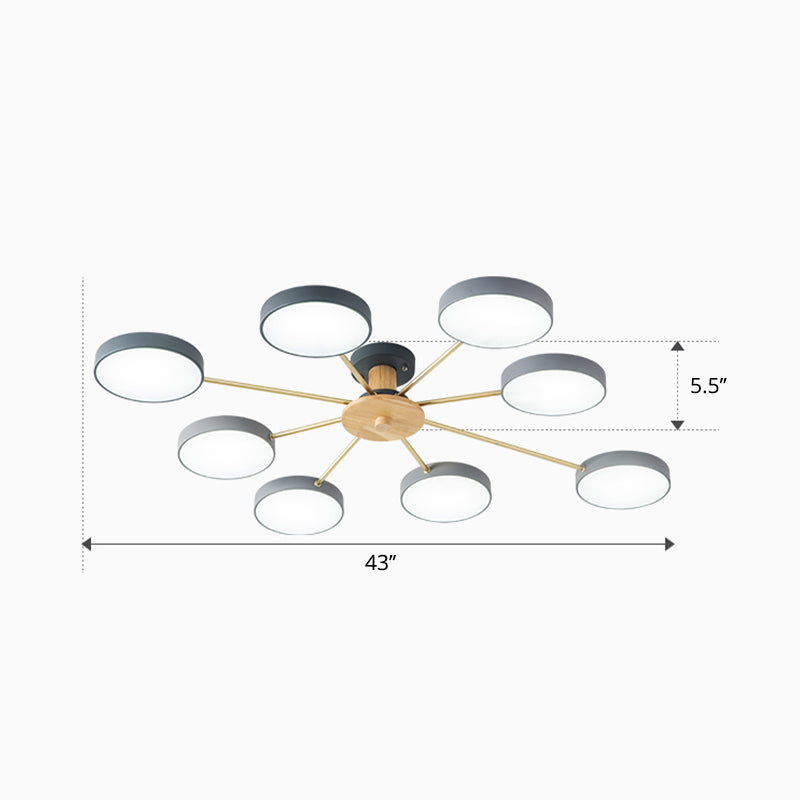 Molécula minimalista LED Light Light Sala de estar acrílico Semi Flush Chandelier