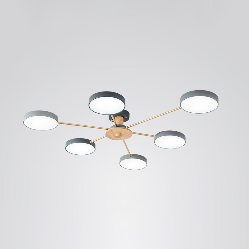 Molécula minimalista LED Light Light Sala de estar acrílico Semi Flush Chandelier