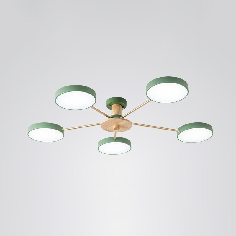 Molécula minimalista LED Light Light Sala de estar acrílico Semi Flush Chandelier