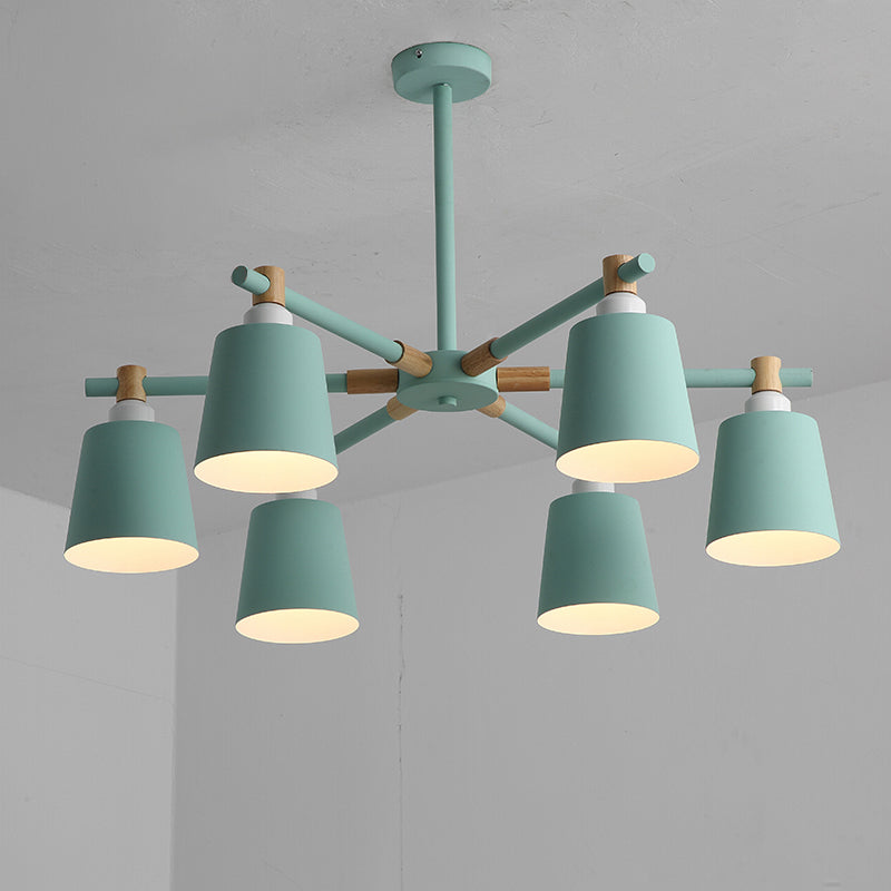 Lustre de plafond de chambre nordique à chambre nordique à nucléaire avec joint en bois