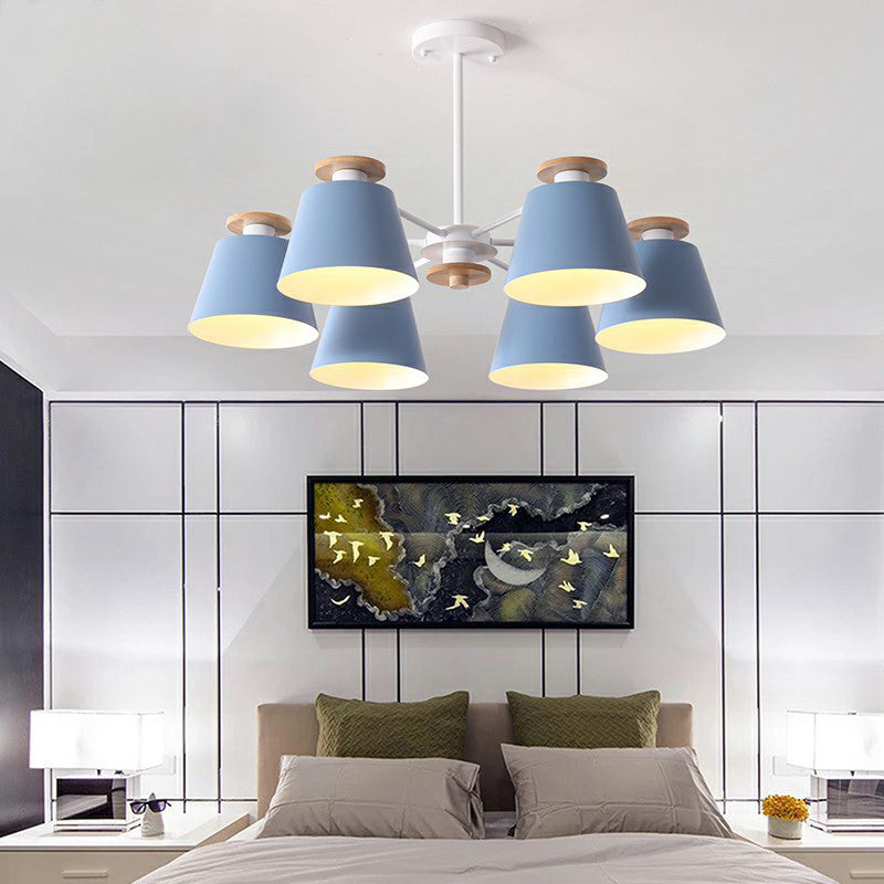 Macaron Trifle tasse en forme de lustre en forme de lustre métallique Plafond Plafant Pendre avec déco en bois