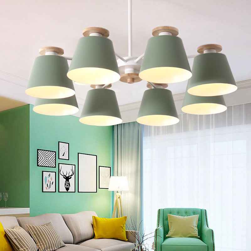 Macaron Trifle Cup -vormige kroonluchter metallic eetkamer plafond hanglampje met hout deco