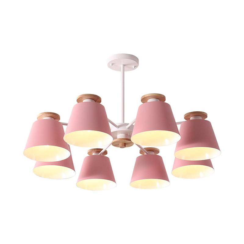 Macaron Trifle tasse en forme de lustre en forme de lustre métallique Plafond Plafant Pendre avec déco en bois