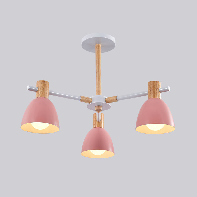 Lampadella a forma di soggiorno a forma di campana a forma di lampadario in stile macaron appendi la luce con accenti di legno