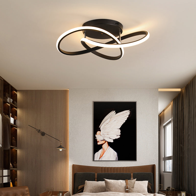 Bedroom LED Ceiling Lamp Simplicity Semi-Flush Light Fixture with Acrylic Strip Shade