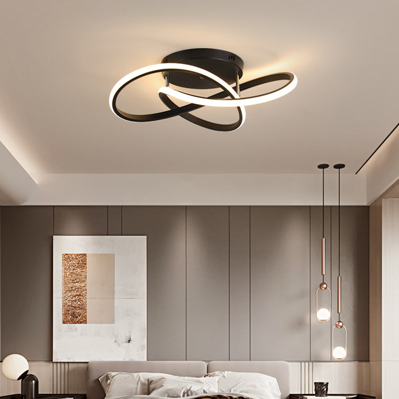 Bedroom LED Ceiling Lamp Simplicity Semi-Flush Light Fixture with Acrylic Strip Shade