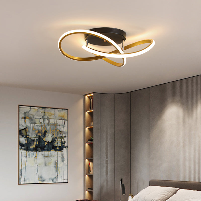 Bedroom LED Ceiling Lamp Simplicity Semi-Flush Light Fixture with Acrylic Strip Shade