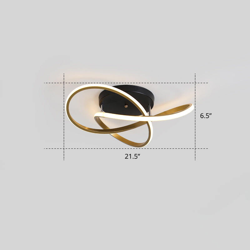 Bedroom LED Ceiling Lamp Simplicity Semi-Flush Light Fixture with Acrylic Strip Shade