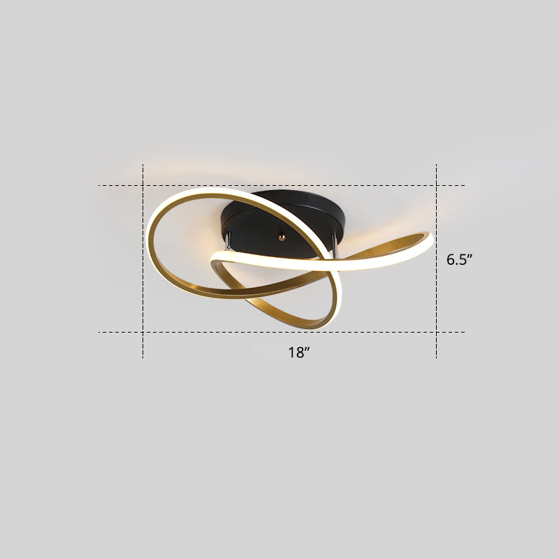 Bedroom LED Ceiling Lamp Simplicity Semi-Flush Light Fixture with Acrylic Strip Shade