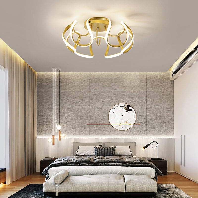 Seamless Curves Acrylic Ceiling Lighting Modern LED Semi Flush Mount Lighting for Bedroom