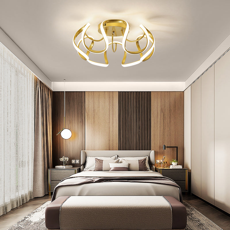 Seamless Curves Acrylic Ceiling Lighting Modern LED Semi Flush Mount Lighting for Bedroom