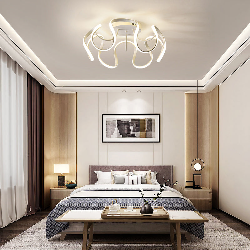 Seamless Curves Acrylic Ceiling Lighting Modern LED Semi Flush Mount Lighting for Bedroom
