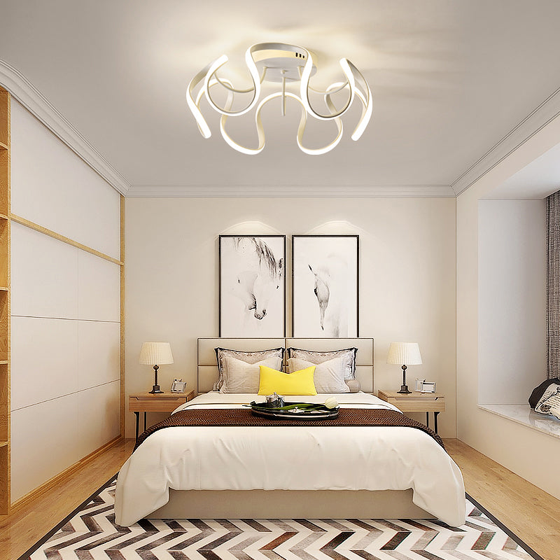 Seamless Curves Acrylic Ceiling Lighting Modern LED Semi Flush Mount Lighting for Bedroom
