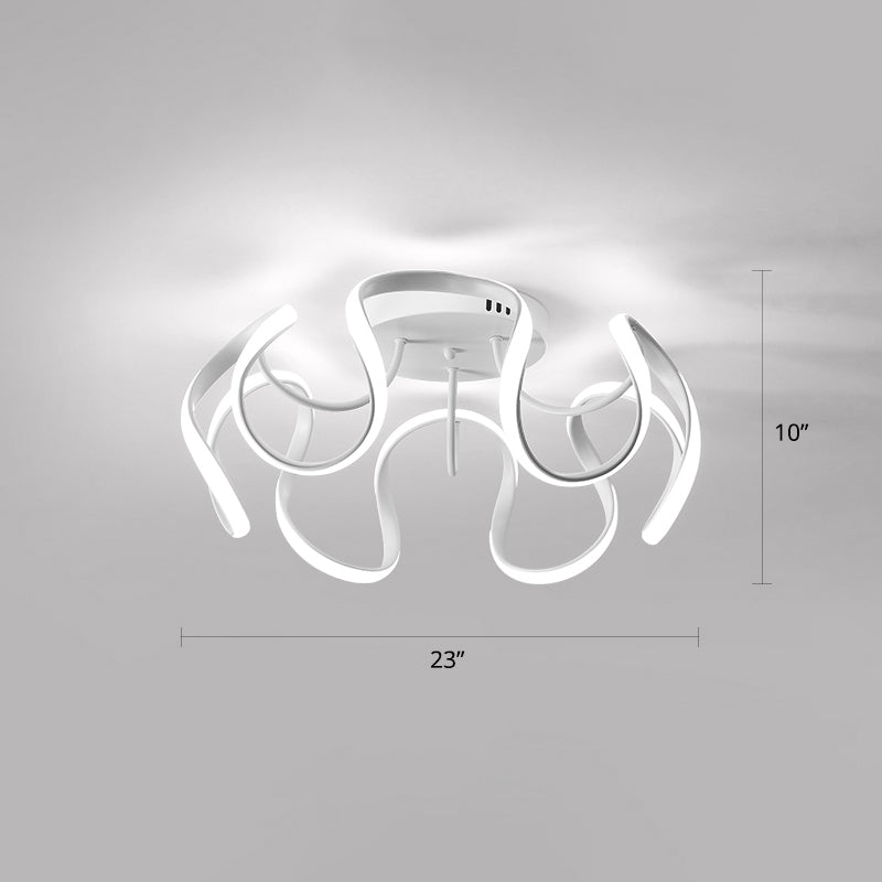 Seamless Curves Acrylic Ceiling Lighting Modern LED Semi Flush Mount Lighting for Bedroom