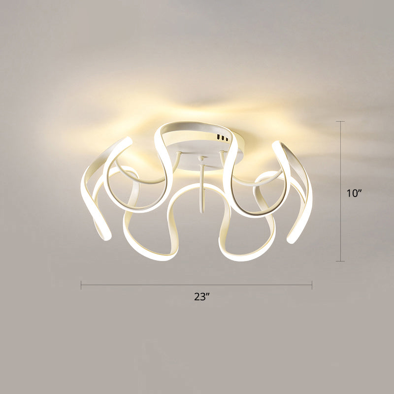 Seamless Curves Acrylic Ceiling Lighting Modern LED Semi Flush Mount Lighting for Bedroom