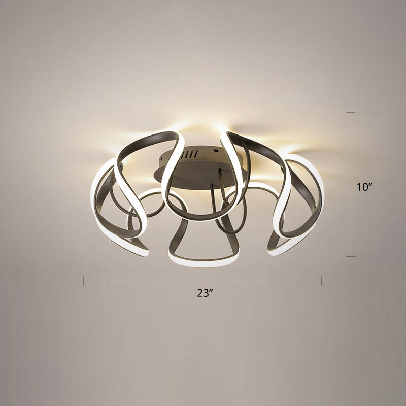 Seamless Curves Acrylic Ceiling Lighting Modern LED Semi Flush Mount Lighting for Bedroom
