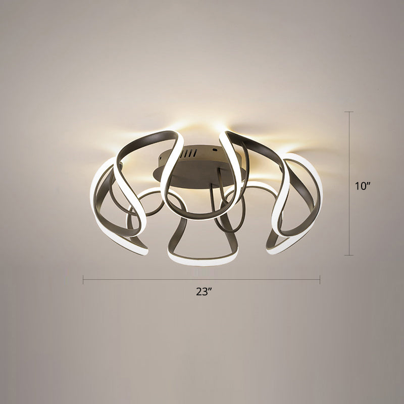 Seamless Curves Acrylic Ceiling Lighting Modern LED Semi Flush Mount Lighting for Bedroom