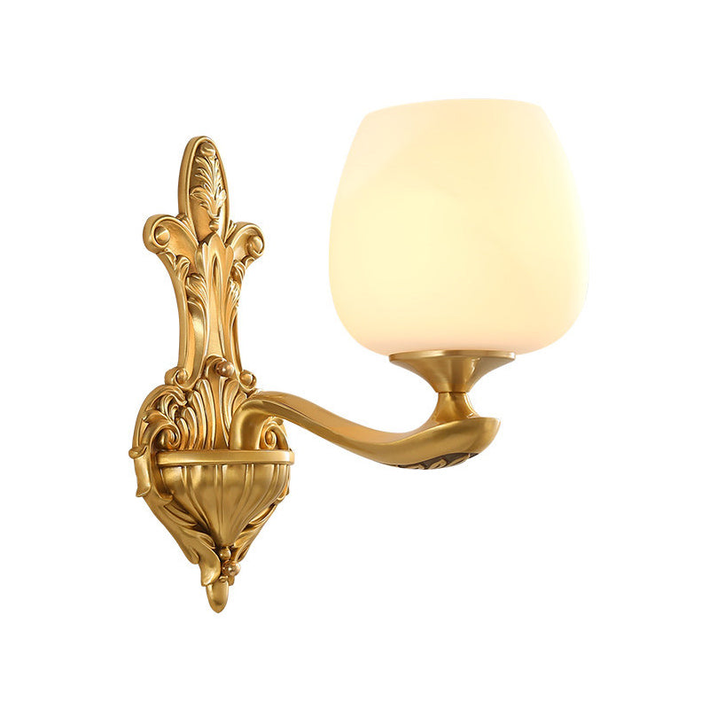 Lampe conique en verre mural en verre vintage Vintage 1/2-Bulb Bulb Boucdroom Murning Lighting in Gold