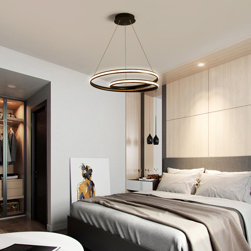 Loop Shaped Dining Room Suspension Lamp Aluminum LED Minimalist Chandelier Light