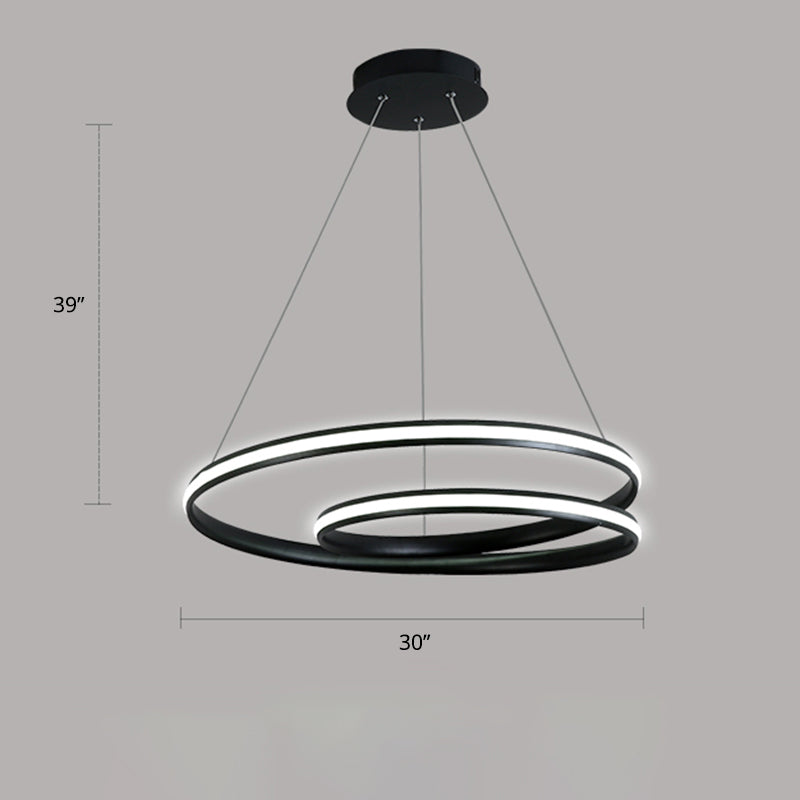 Loop Shaped Dining Room Suspension Lamp Aluminum LED Minimalist Chandelier Light