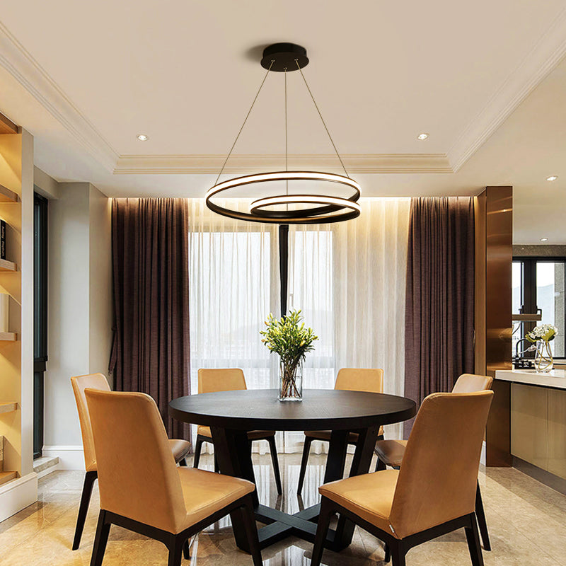 Loop Shaped Dining Room Suspension Lamp Aluminum LED Minimalist Chandelier Light