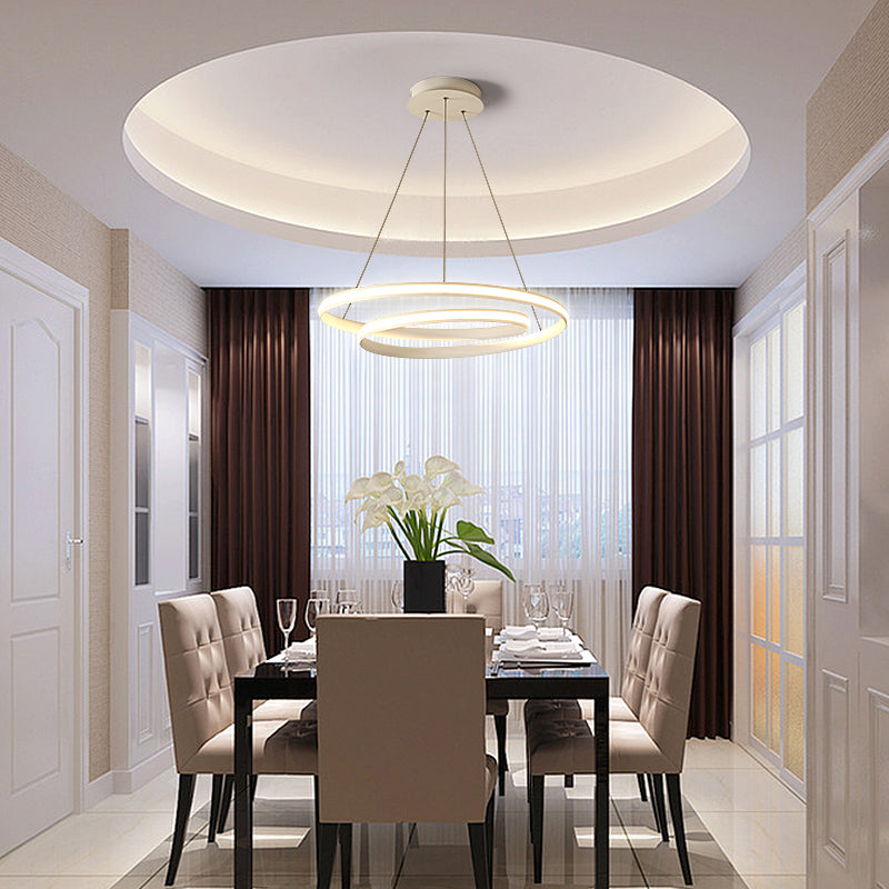 Loop Shaped Dining Room Suspension Lamp Aluminum LED Minimalist Chandelier Light