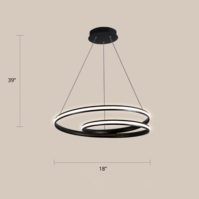 Loop Shaped Dining Room Suspension Lamp Aluminum LED Minimalist Chandelier Light