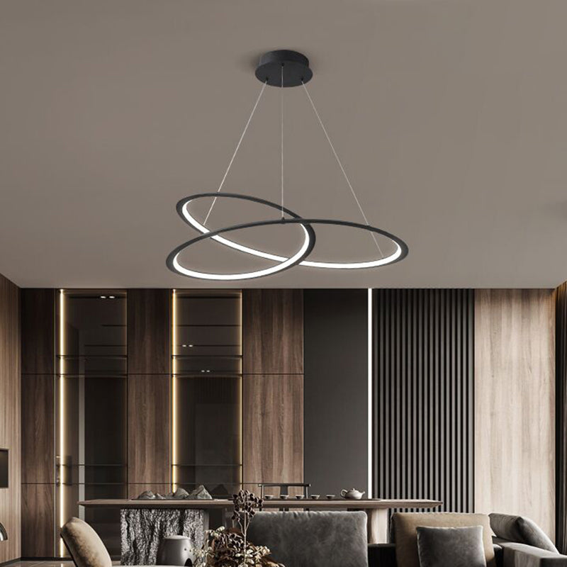 Living Room Chandelier Lamp Minimalist LED Pendant Light with Twisted Aluminum Shade