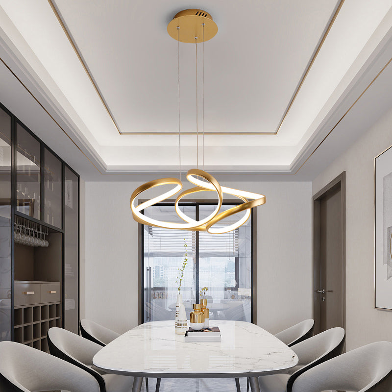 Lampada per il ristorante in metallo Twisty Led Lamting Lamping Slease Gold Hanging Lampada per il ristorante