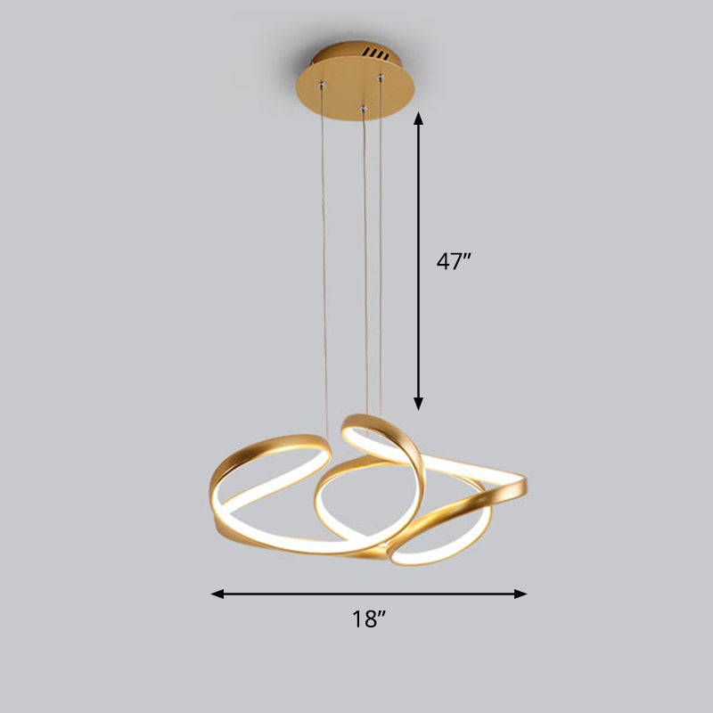 Lampada per il ristorante in metallo Twisty Led Lamting Lamping Slease Gold Hanging Lampada per il ristorante