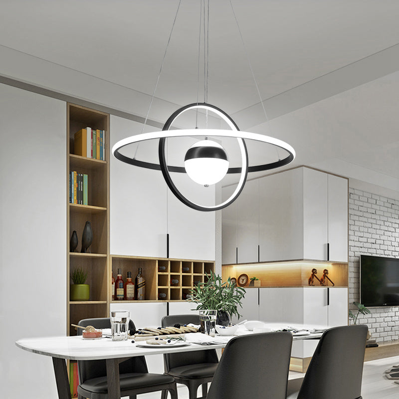 Bal en ringvormige kroonluchter minimalistische acryl zwart plafond hanger licht over tafel