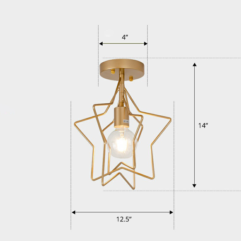 1 kop geometrische semi -flush light Noordse metalen plafond gemonteerde lamp voor gang