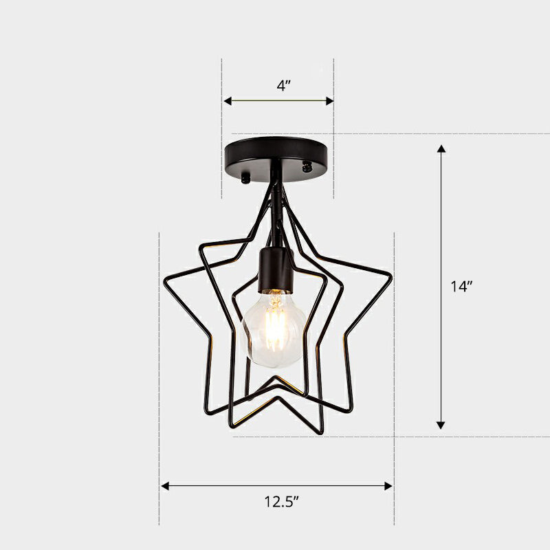 1 kop geometrische semi -flush light Noordse metalen plafond gemonteerde lamp voor gang