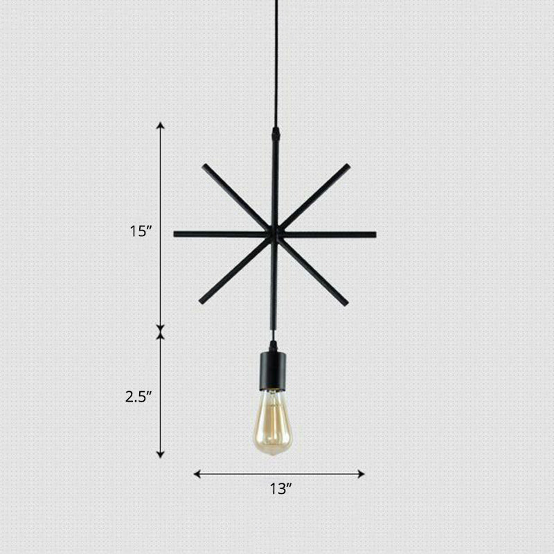 Luce a sospensione geometrica vintage Illuminazione a sospensione singola in metallo in nero per soggiorno